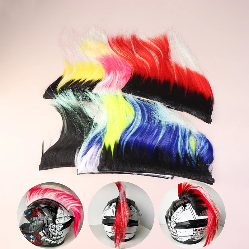 Punk Motorcycle Helmet Wigs Personality Mohawk Wig Helmet Decals Decoration Motorbike Helmet Hair Patches Hair Braids Stickers