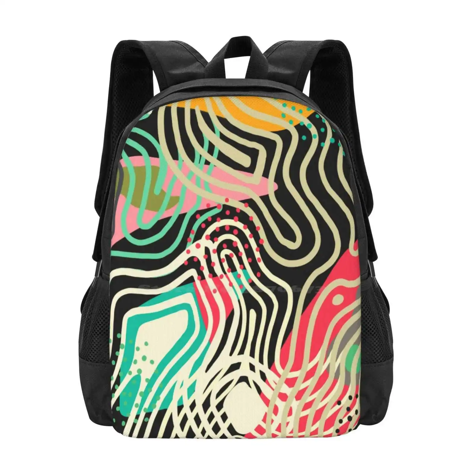 Untitled Hot Sale Schoolbag Backpack Fashion Bags Colours Lines Pattern Geometry Composition Cool