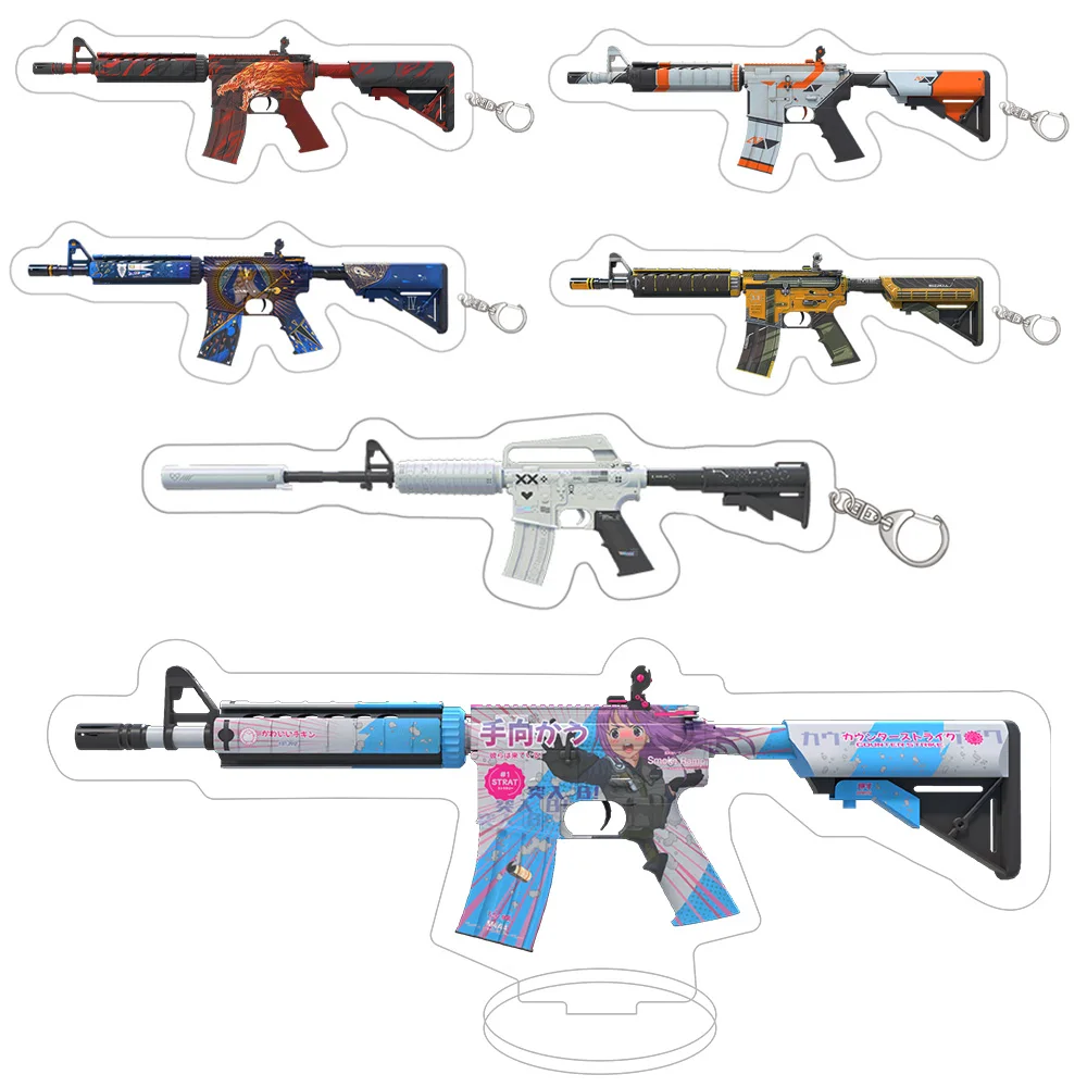 CSGO M4A Arma Chaveiro, Jogo Props, Chaveiros, Titular, Stand De Animação, Ornamentos Acessório, Produto de Alta Qualidade