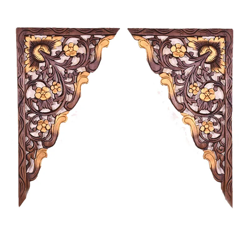 South East Asia wind triangular teak lintel carved board sauna club wall decoration pendant door decoration hanging board
