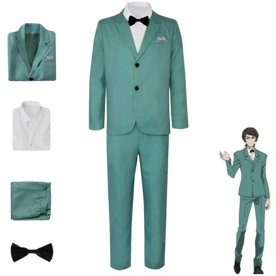 

Anime Mushitarou Oguri Bungo Stray Dogs Season 4 Hunting Cosplay Costume Green Suit Coverall Man Carnival Leisure Time Uniform