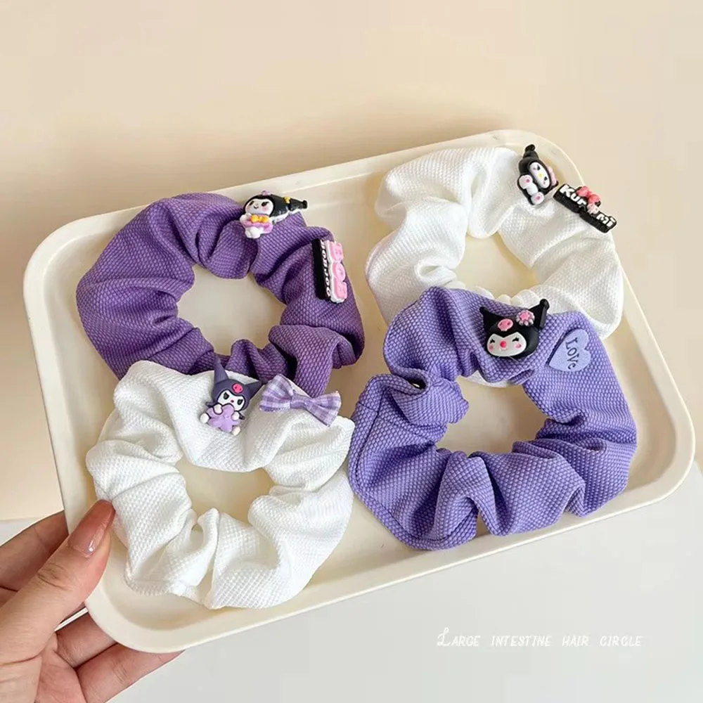 4Pcs Kawaii Sanrio Hair Bands for Girls Cute Cartoon Kuromi Elastic Headbands Ponytail Holders Hair Accessories Gift Set