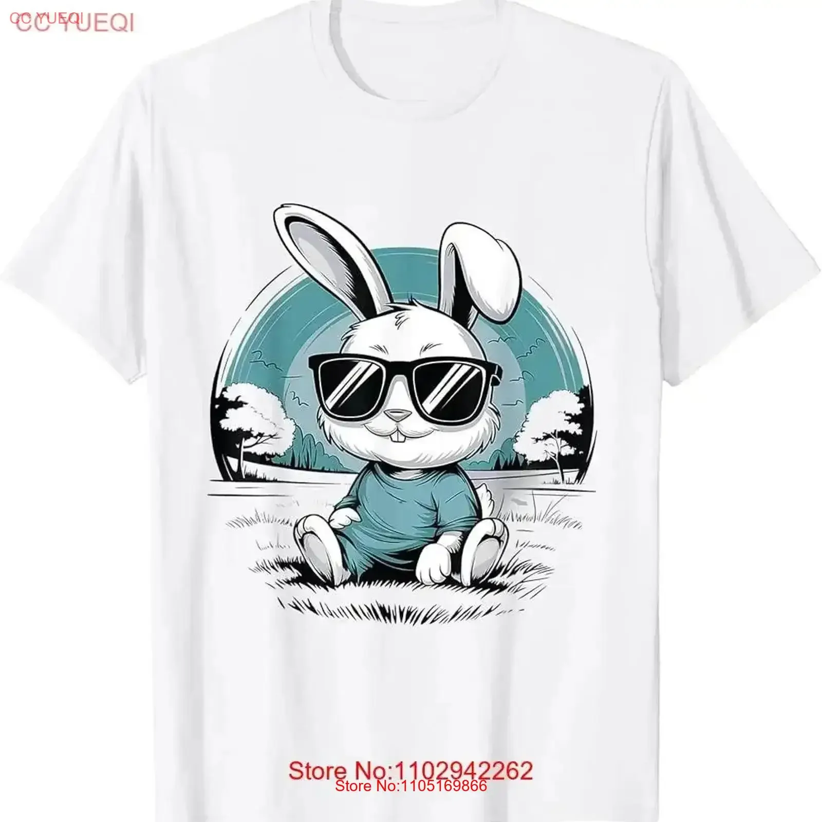 

Облицо кролика с солнцезащитными очками на Пасху для мальчиков, мужчин и детей, винтажная стираная эластичная универсальная повседневная слегка винтажная футболка