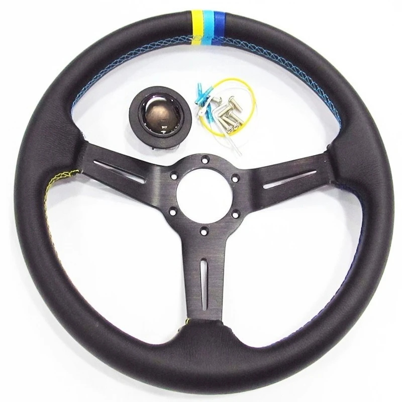 Car modified general-purpose microfiber leather color splicing 14-inch 350mm steering wheel, steering wheel