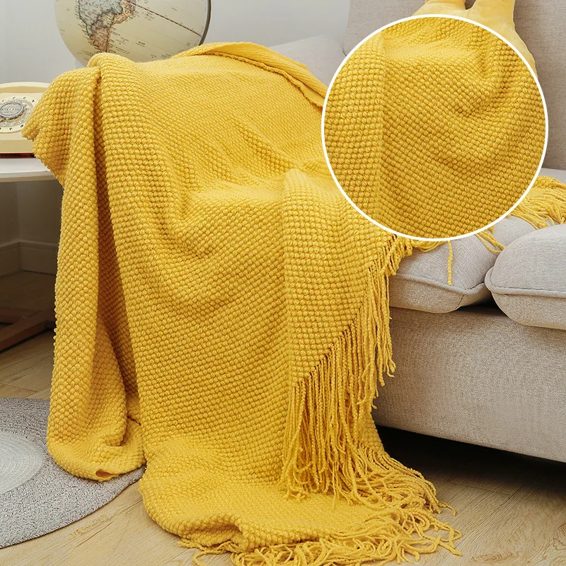 Nordic Elegant Hotel Bedding Cross-Border Fringe Air Conditioner Nap Throw Eco-Friendly Summer Sofa Blanket Cover for Hotels