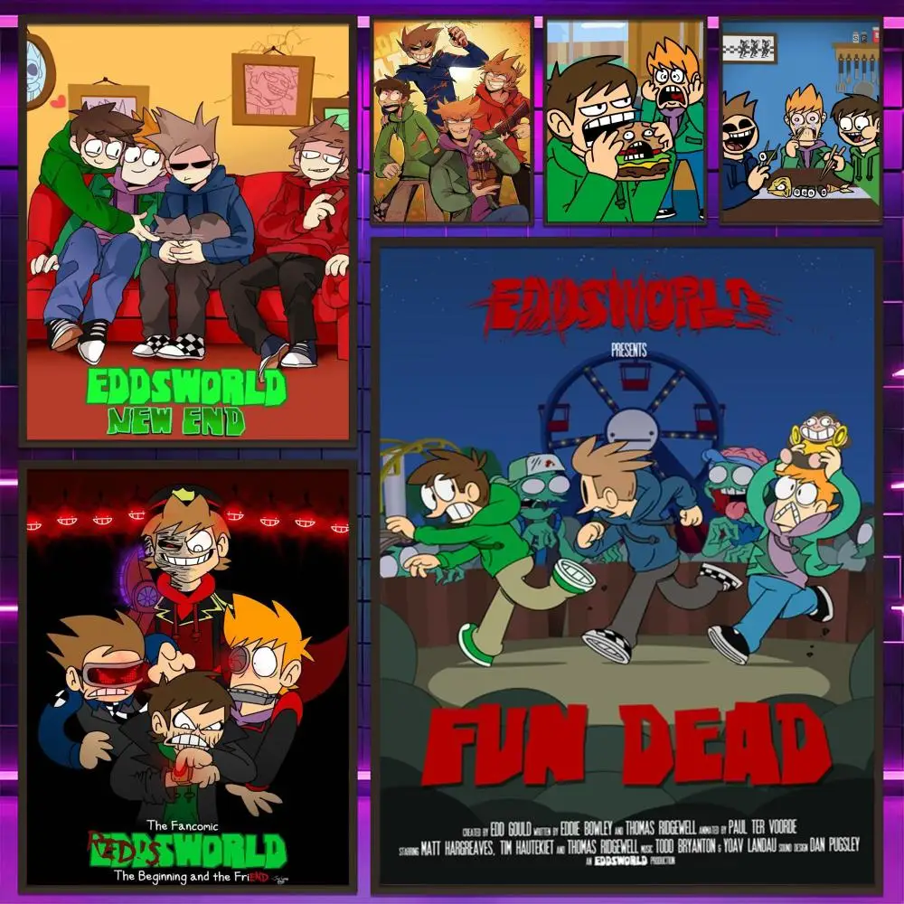 Anime Cartoon E-Eddsworld Poster Versatile HD Waterproof Wall Art Self-Adhesive Decor for Any Space Ideal Gift