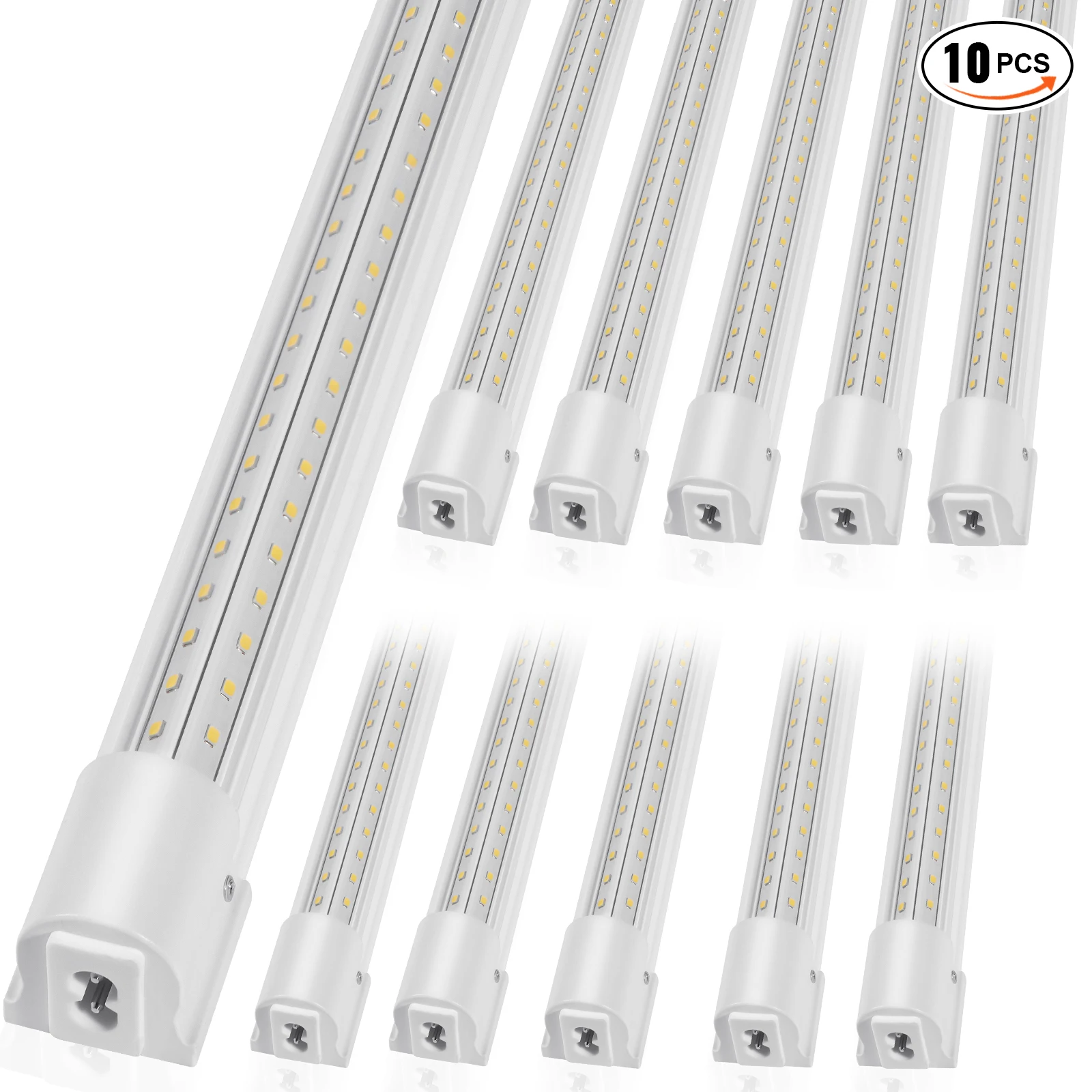 SucceBuy 10Pack LED Shop Light 4/8FT 40/80W  59in Power Cords Switch 48in Connector Cables for Garage Warehouse Home and Office