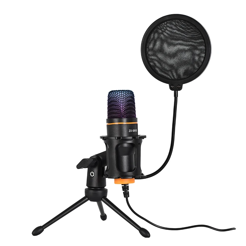 YTOM RGB Streaming USB Microphone Condenser Microphones for Laptop Computer Recording Studio Streaming Youtube TIKTOK ZX666
