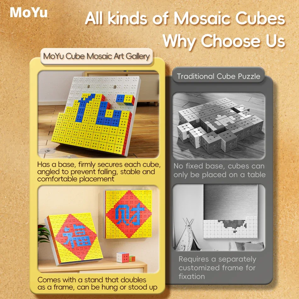 Moyu Mosaic Cube 10x10 5x5 3x3 jigsaw PUZZLE speed cube art Creative Cube Decorative Paintings Toys For Children