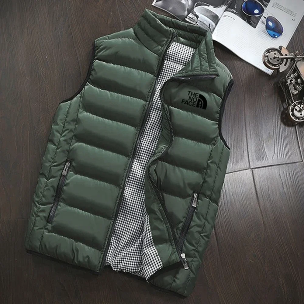 Mouwloos herfst- en winterjack met ritssluiting, warme vestjas, modieuze en veelzijdige golfkleding voor heren
