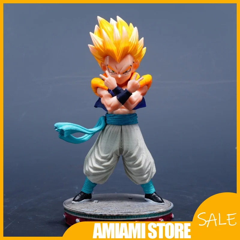 

15-17cm Super Saiwu Tianks Gotenks Super Saiyan 3 GK Statue PVC Material Small Anime Model Friend Collectible Gift for Fans