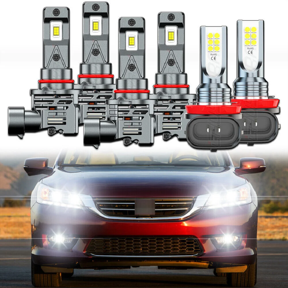 

PCVBMLAUT Car lights For Honda Accord 2006-2009 2010 2011 2012 LED Headlight High Low Fog Lights Bulb Car accsesories