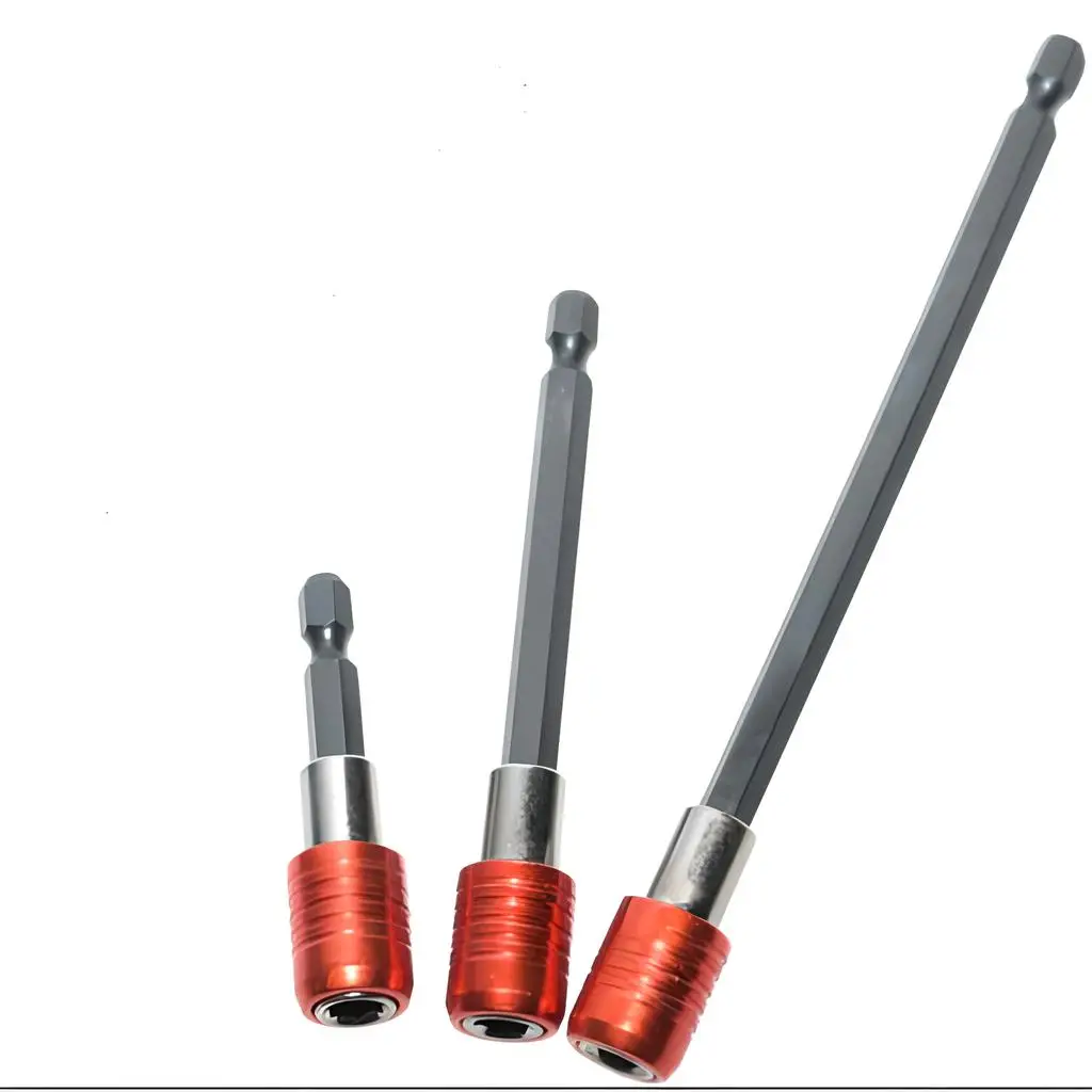6個入り 1/4インチ 六角軸 クイックリリース マグネット式ドリルビット ドリルビットツールセット 3サイズ レッド ドライバービット エクステンションバー ホルダー