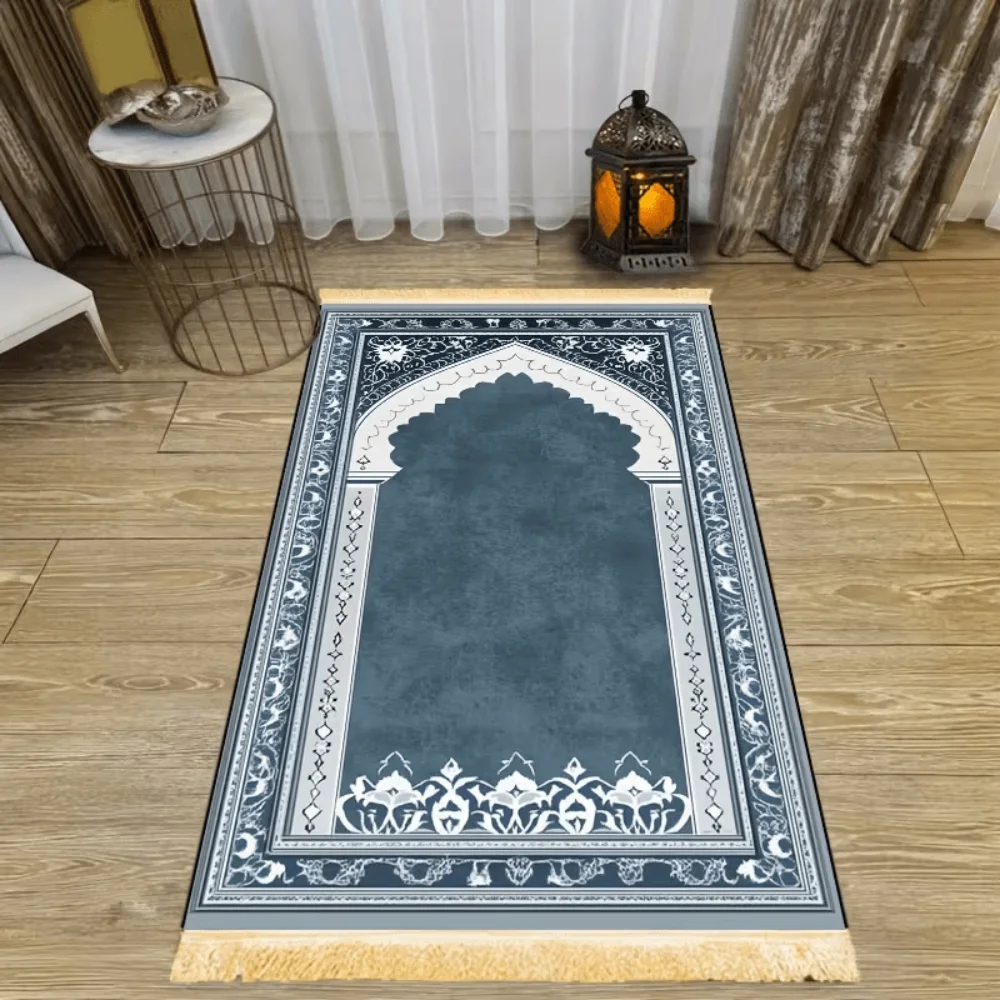 2026 New Polyester Muslim Prayer Rug, Portable Non-Slip Islamic Salah Mat, Soft Worship Carpet for Home Travel Ramadan Gift