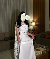 Grace White Evening Dress Floral Fabric Elegant Women's Luxury Party Dresses Customized Special Occasions Robe De Soiree Femmes