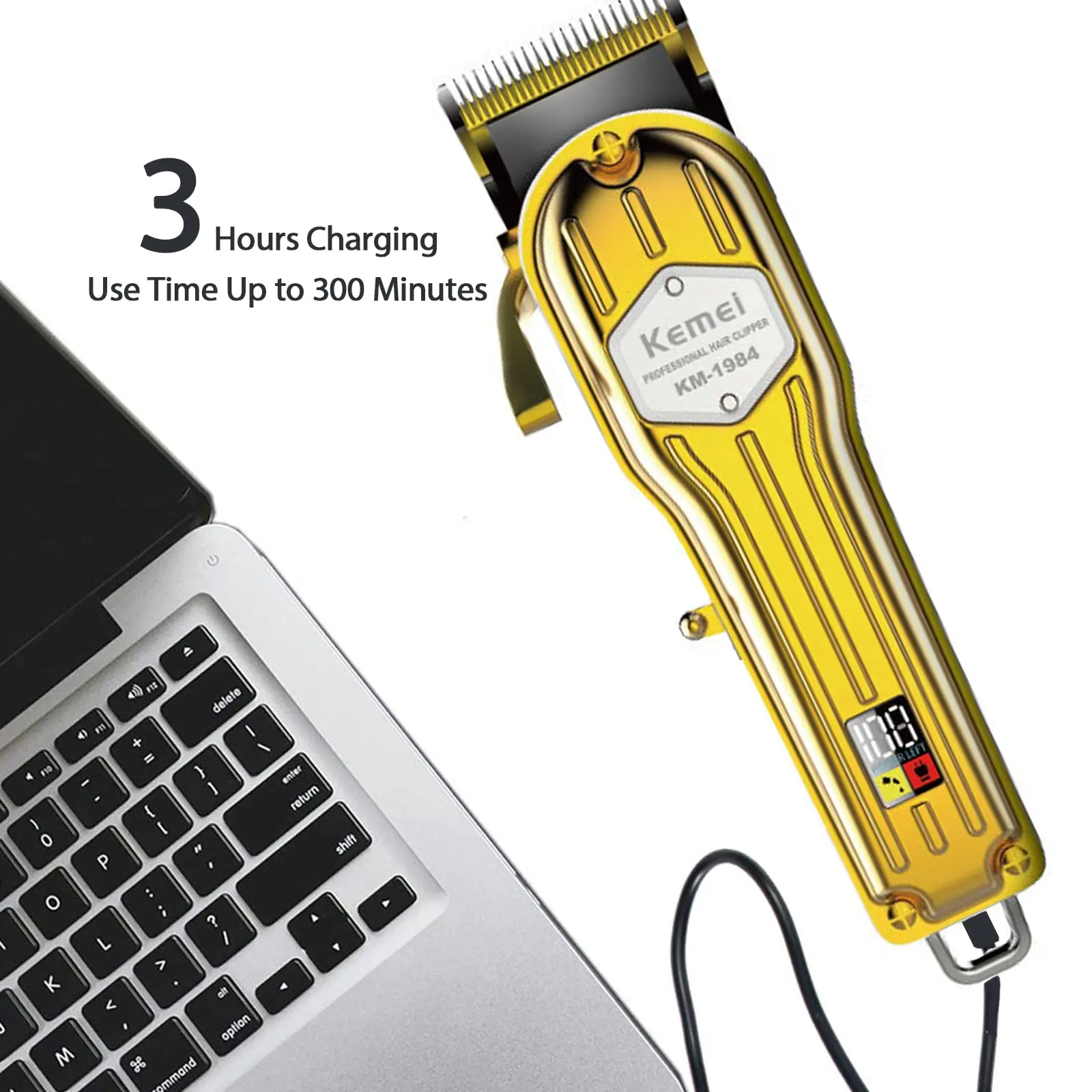 Kemei KM-1984 Newly Design Electric Hair Clipper Professional Aluminum alloy Golden Hair Trimmer Cutting Machine Beard trimmer