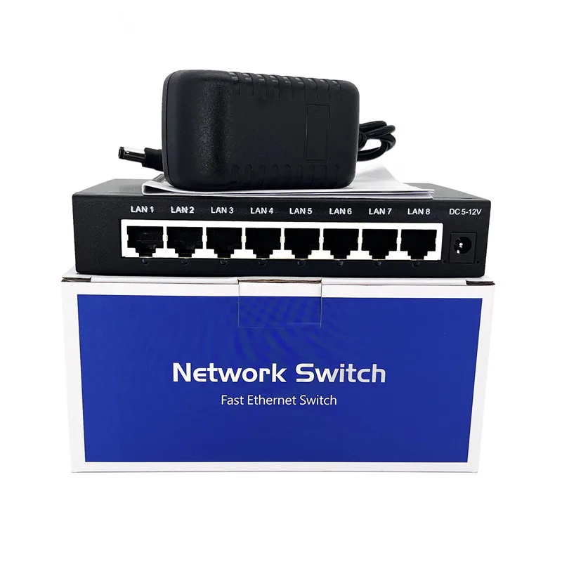 Fast 8 Port Switch With 2 Rj45 Port Network Switches 10/100Mbps