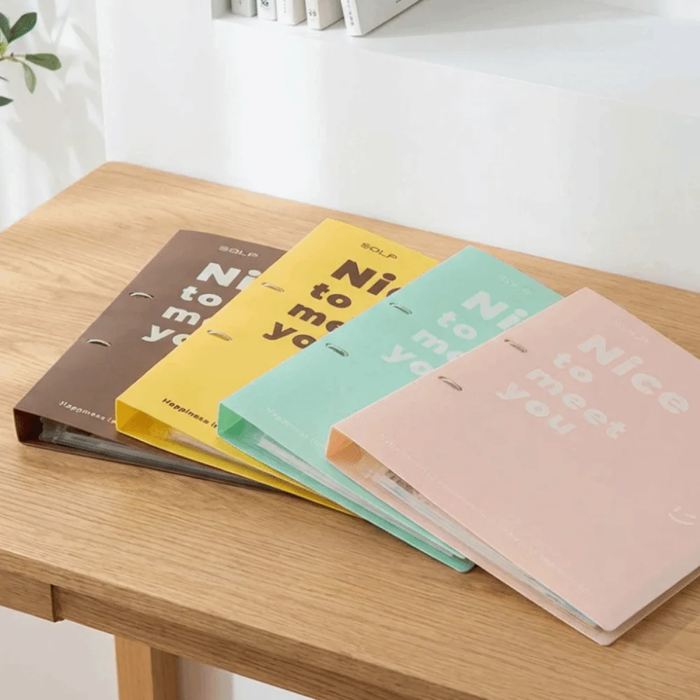 

PP Loose Leaf File Bag Set Detachable Large Capacity 2 Hole Binder Folders Waterproof Test Paper Storage Clip Study Document