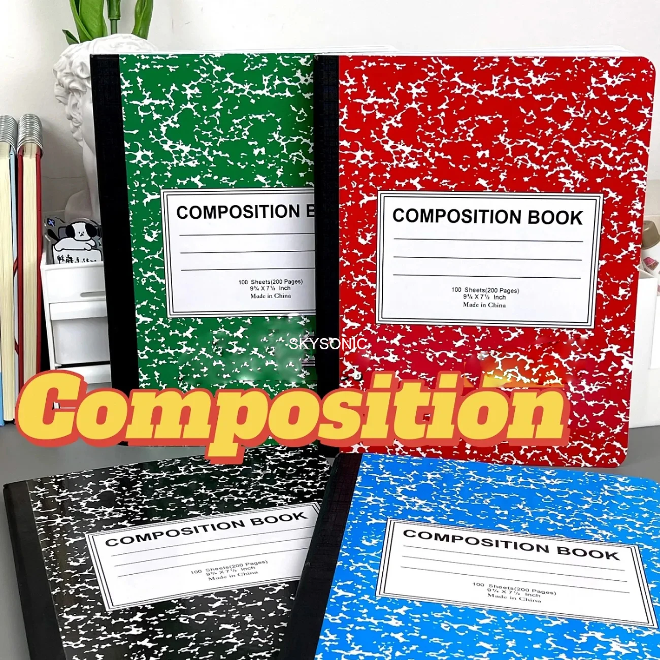 SKYSONIC B5 Composition Book Notebook 100 Sheets 200 Pages Line Dairy Book Students Fashion Book Stationery Best Gift Supplies