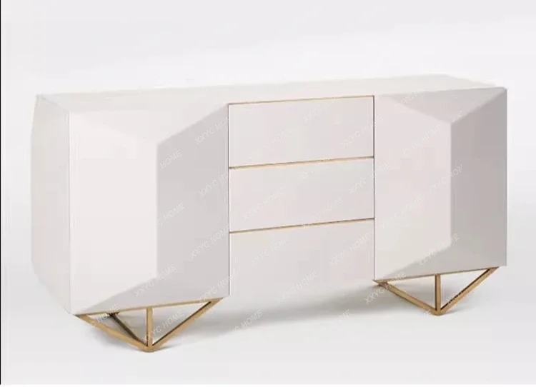 Off-white side cabinet three-dimensional entrance cabinet with storage hardware feet