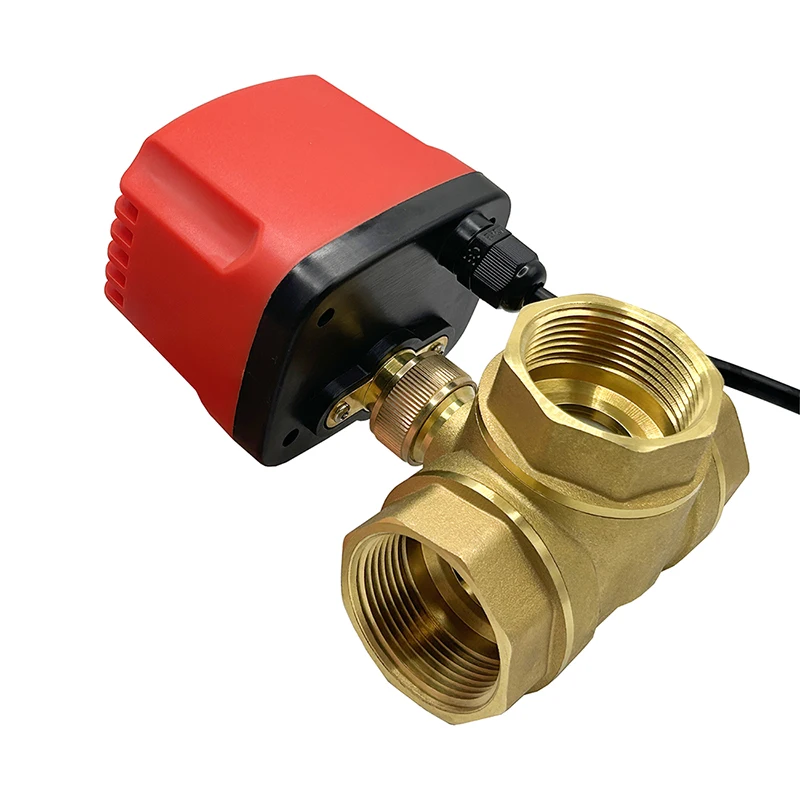 DN15-DN50 3 Way IP65 Waterproof Motorized Ball Valve 3-Wire 2-Control Brass Electric Actuators 220V 12V 24V