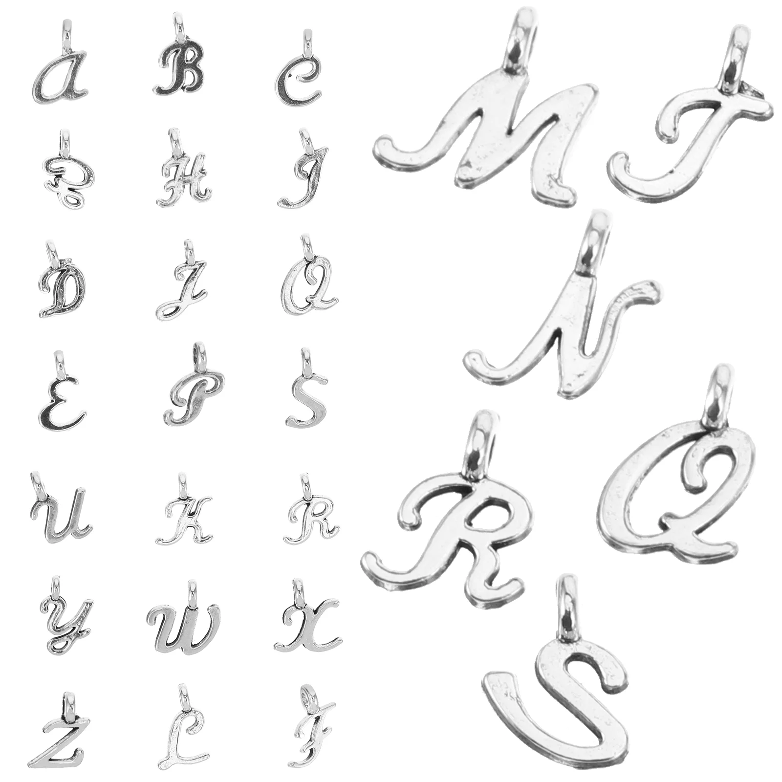 

26 Pcs English Alphabet Pendant Metal Jewelries Charms Small Jewelry Bags for Necklace Making Zinc Alloy Bracelet