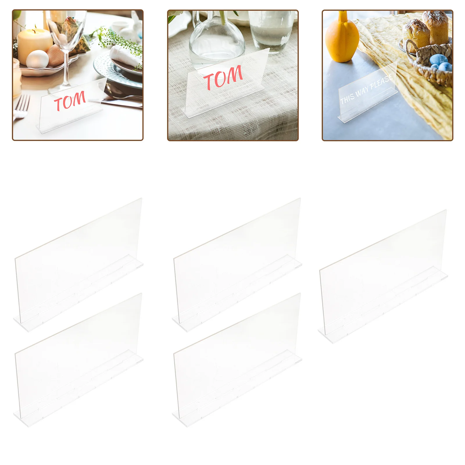

5Pcs Clear Acrylic Desk Name Plate Blank Office Sign Holder for Wedding Table Number Seating Stand Desk Name Plate