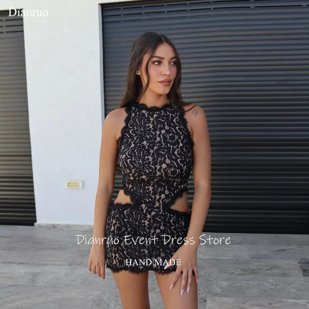 Dianruo Glamouröse Cut-Out-Abschlussballkleider 2026, Applikationen, ärmellos, Vestidos De Festa, Stehkragen, Mini-Roben de Cocktail, individuell gestaltet