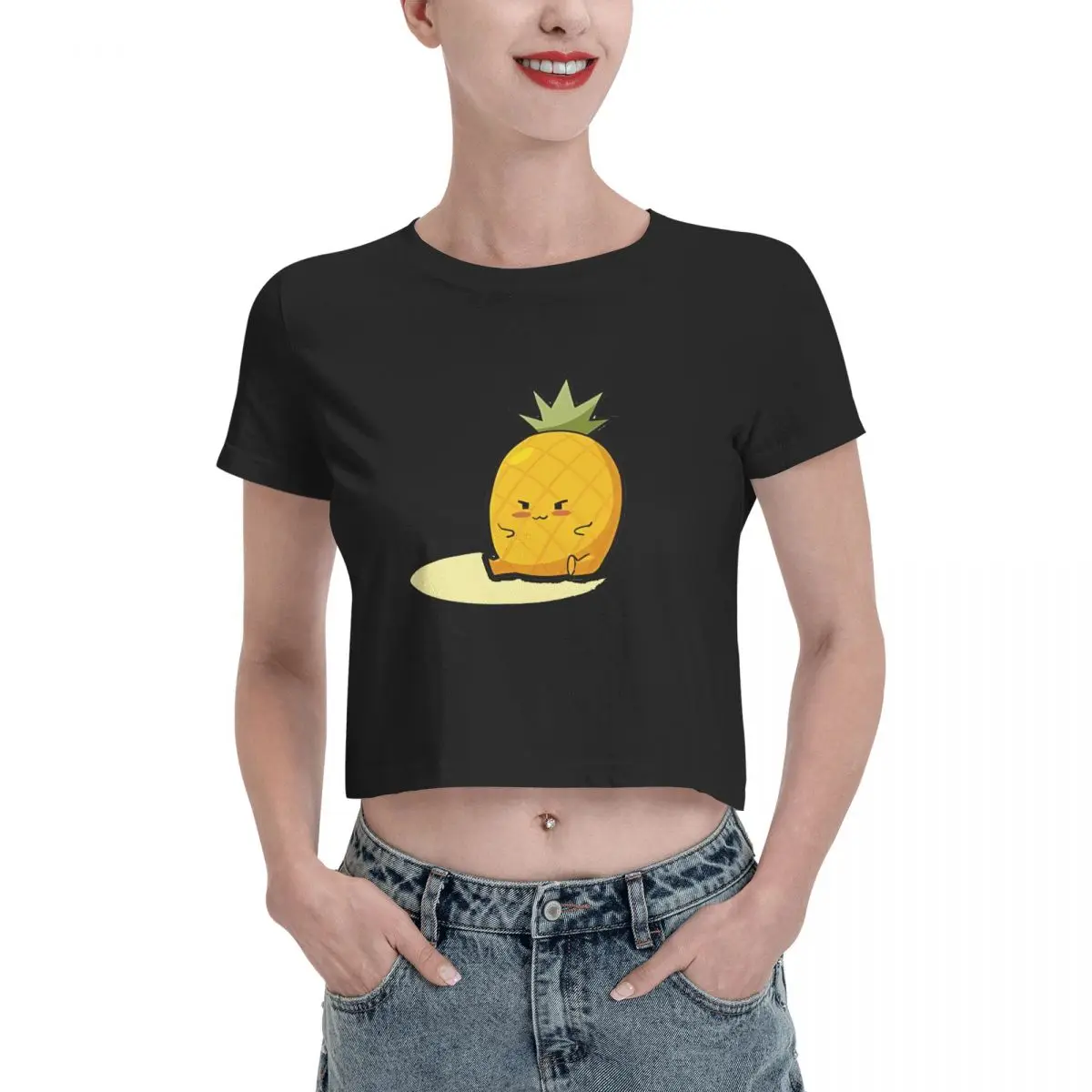 Cartoon Pineapple Pure cotton sweet and spicy style short sleeved t-shirt for women