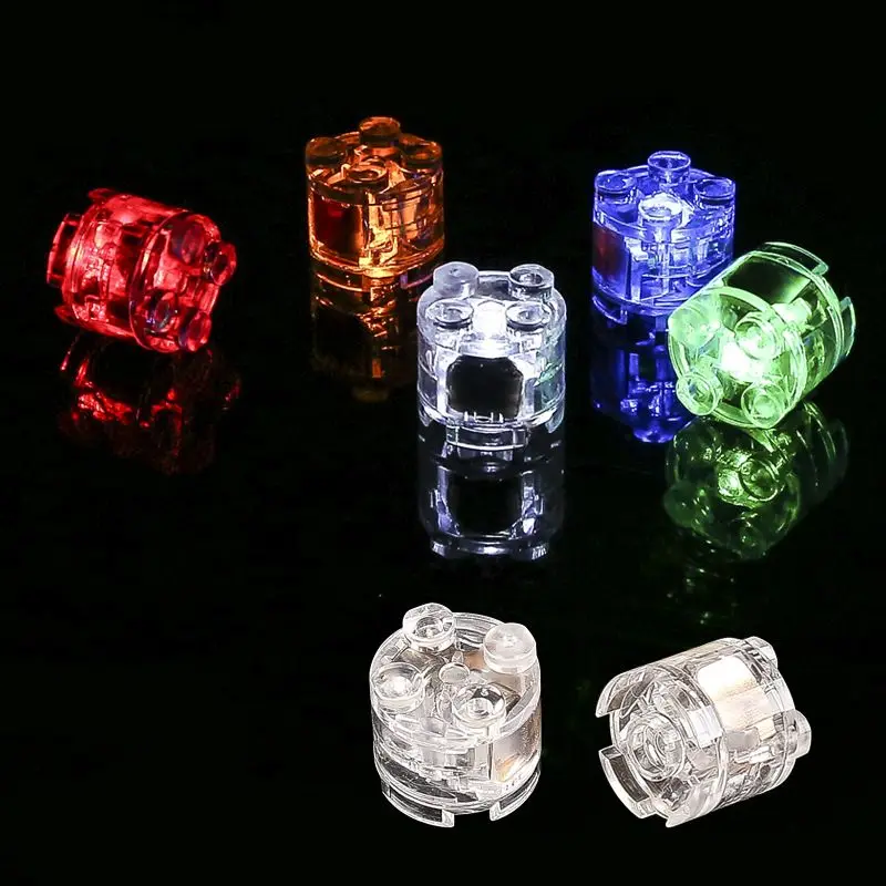 2x2 Cylindrical Glowing Brick Small Particle Building Block Lamp LED Seven-color Transparent Flash Lamp DIY Toy Accessories.