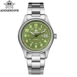 ADDIESDIVE NEW Green Dial Men's Automatic Mechanical Watch 200M Waterproof Luminous Stainless Steel Watches AD2048 reloj hombre