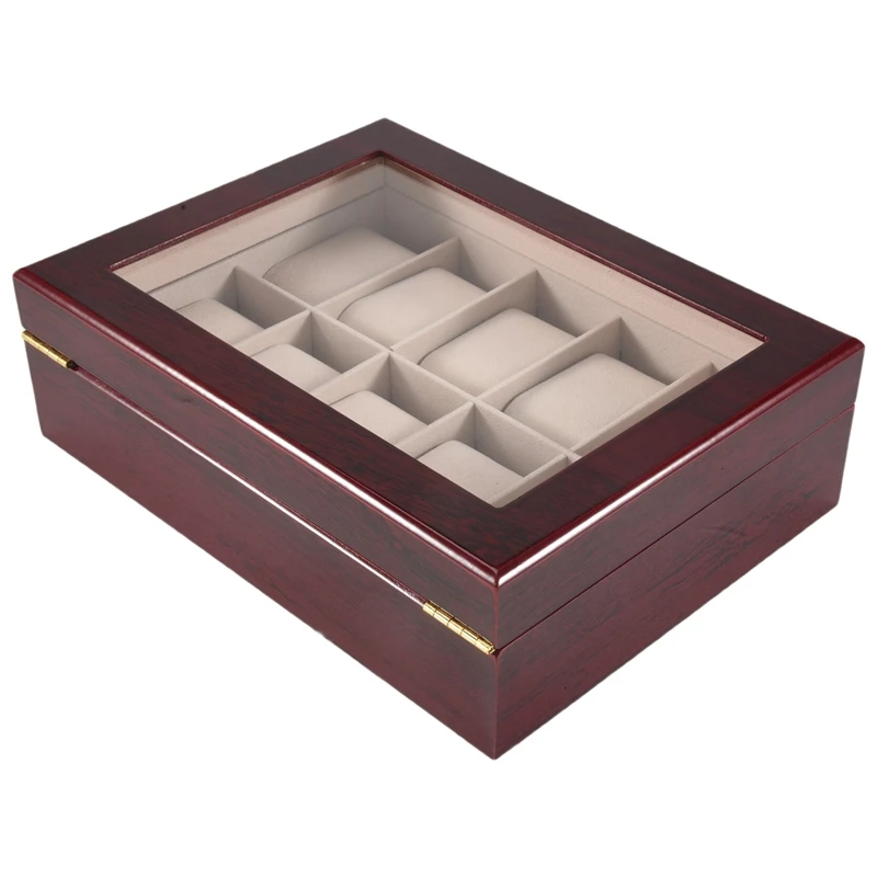 

ABRO-Luxury Wooden Watch Box Watch Holder Box For Watches Men Glass Top Jewelry Organizer Box 10 Grids Watch Organizer
