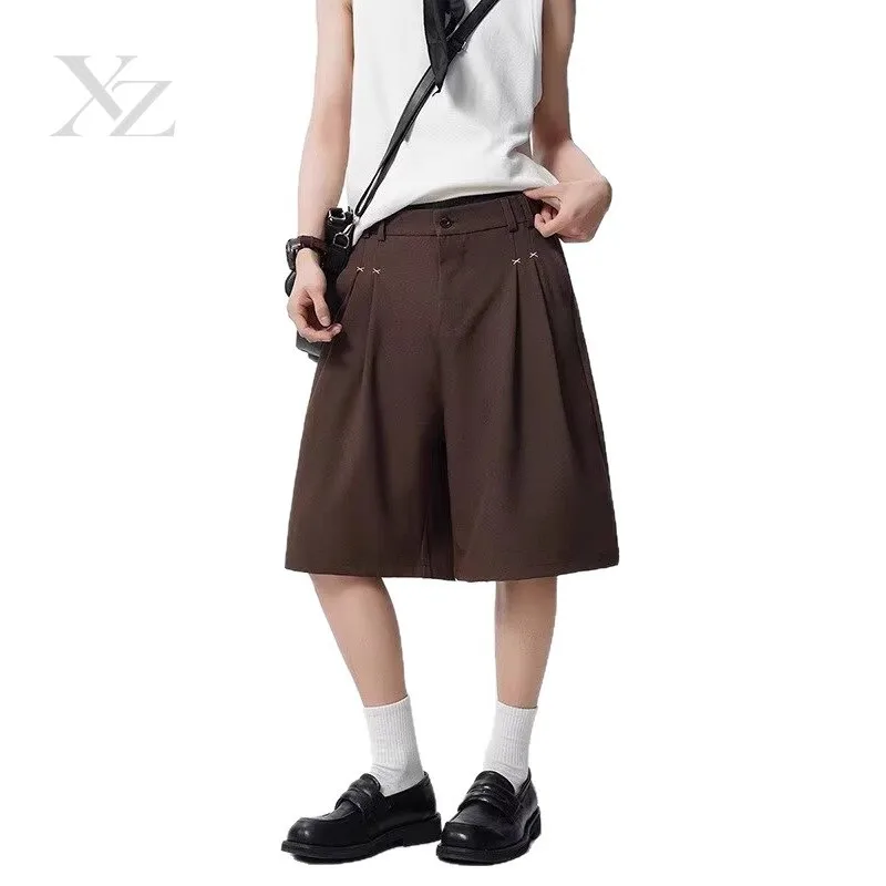 Opening Sale |Men's Vintage Pleated Wide Leg Suit Shorts, High Waist Casual Knee Length Shorts