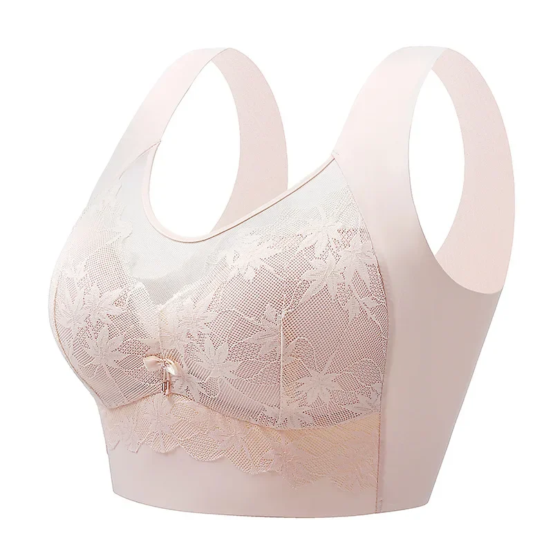 Sutiã de renda tamanho grande para mulheres, sutiãs push up, bralette sem fio sem costura, sutiã fino, copo fixo de uma peça, M-4XL