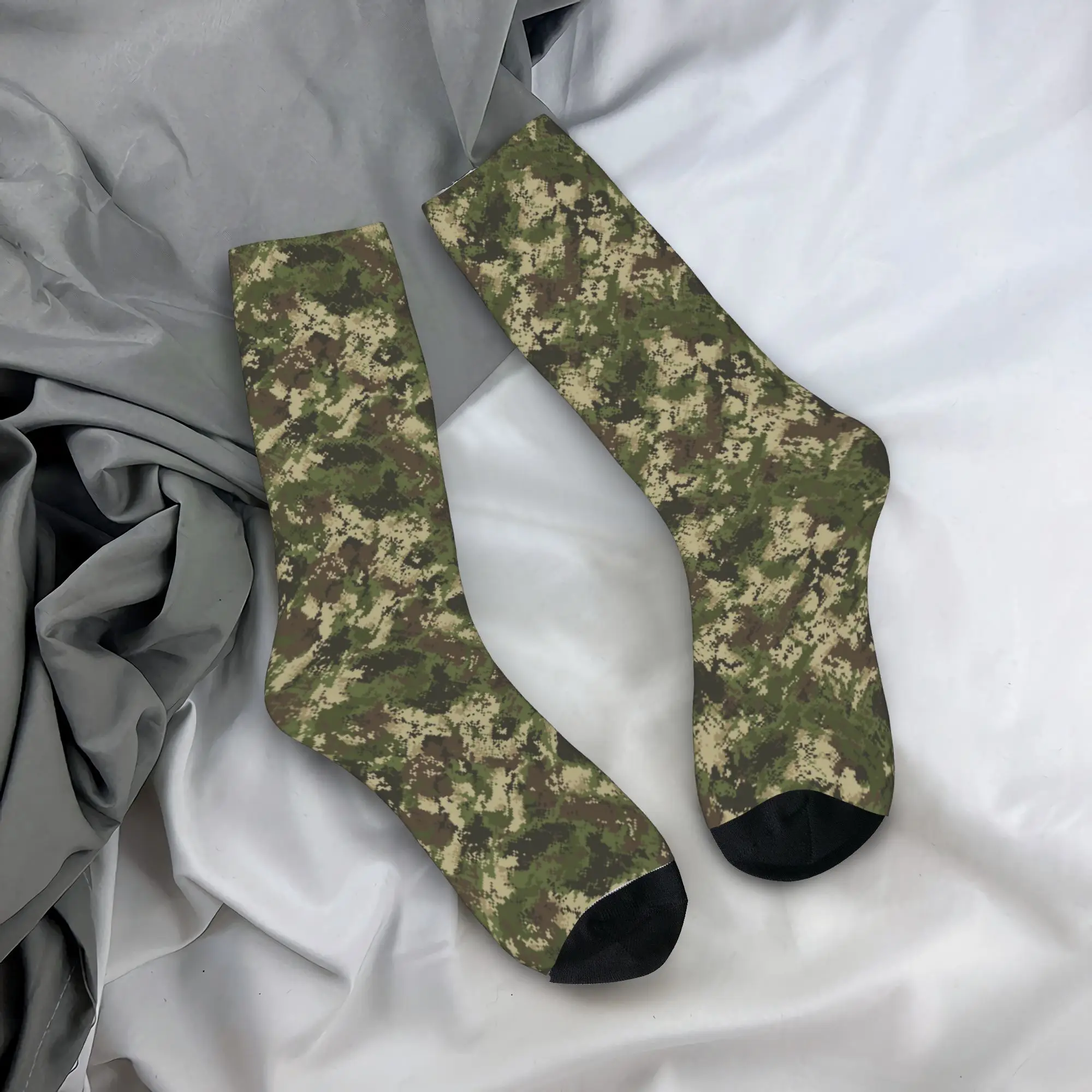 

Пиксельные камуфляжные носки, чулки в стиле ретро, весенние противоскользящие носки для взрослых и мужчин, мягкие дышащие уличные носки с рисунком