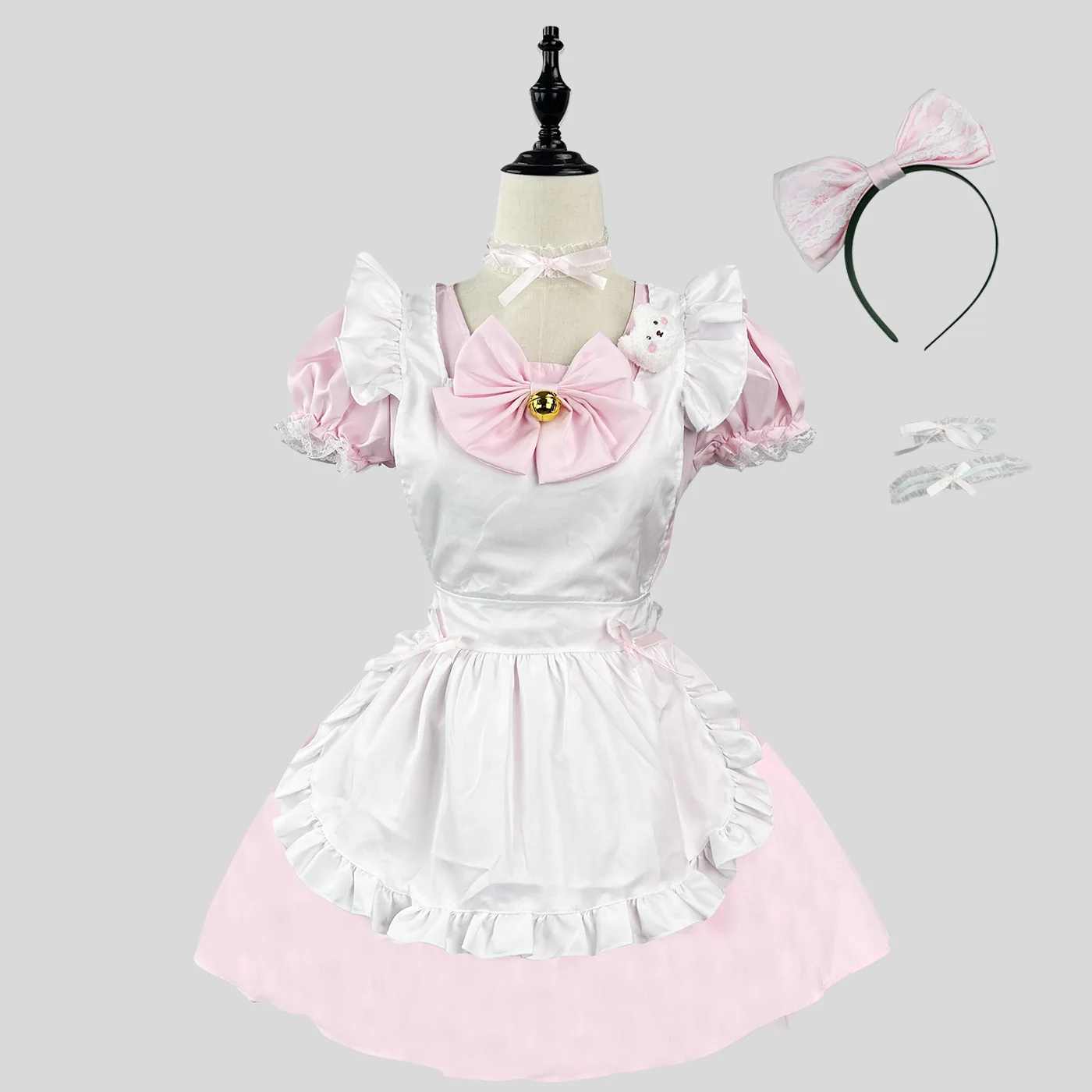 

kawaii pink lolita dress suit women anime cosplay costume maid Halloween dress white apron dress party carnival clothing