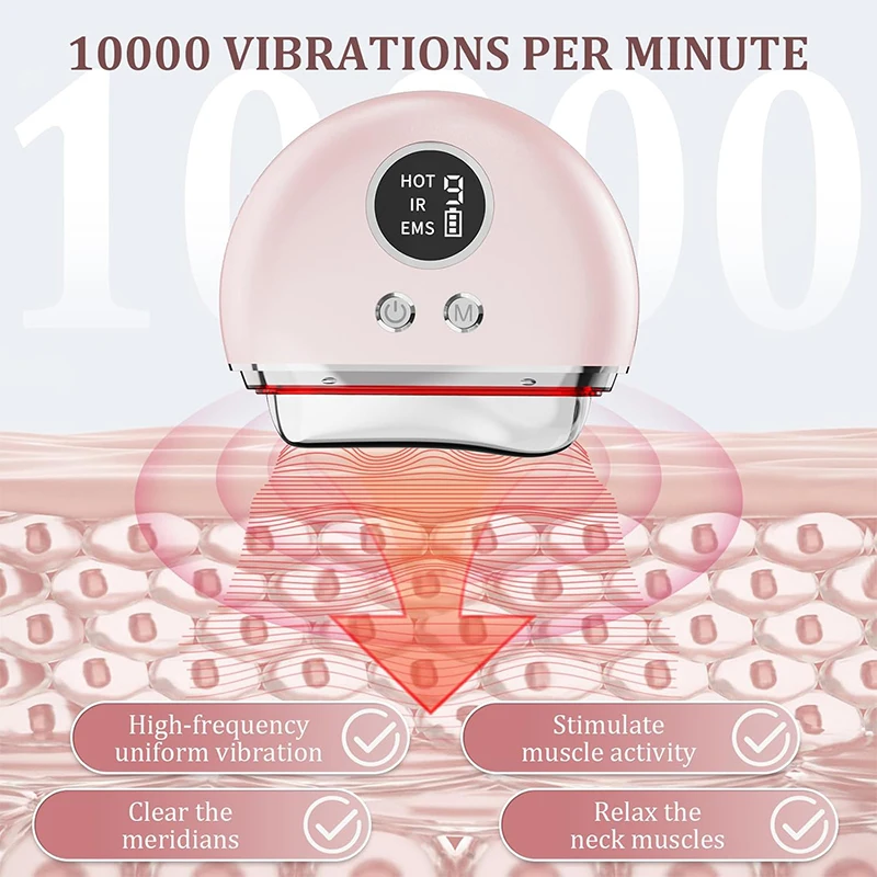 4 In1 Vibration Scraping Massager Facial GuaSha Electric EMS Lifting Remover Nasolabial Folds Anti Cellulite Beauty Health Care