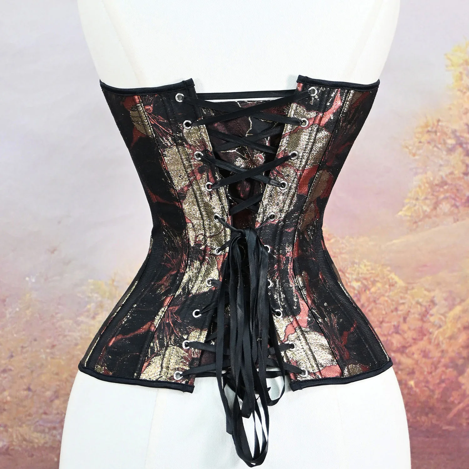 Woman's Retro French Court Style Printed Corset Waist-Cinching Slimming Shaping Top for Fashionable Body Sculpting