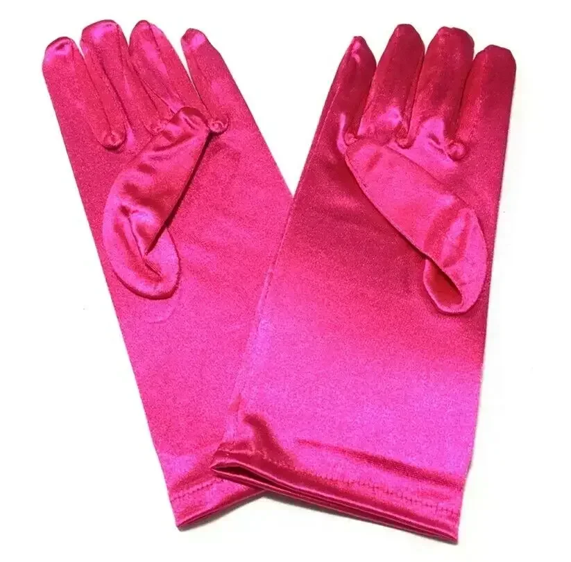 Wedding Party Prom Solid Color Gloves Evening Short Satin Elastic Unisize
