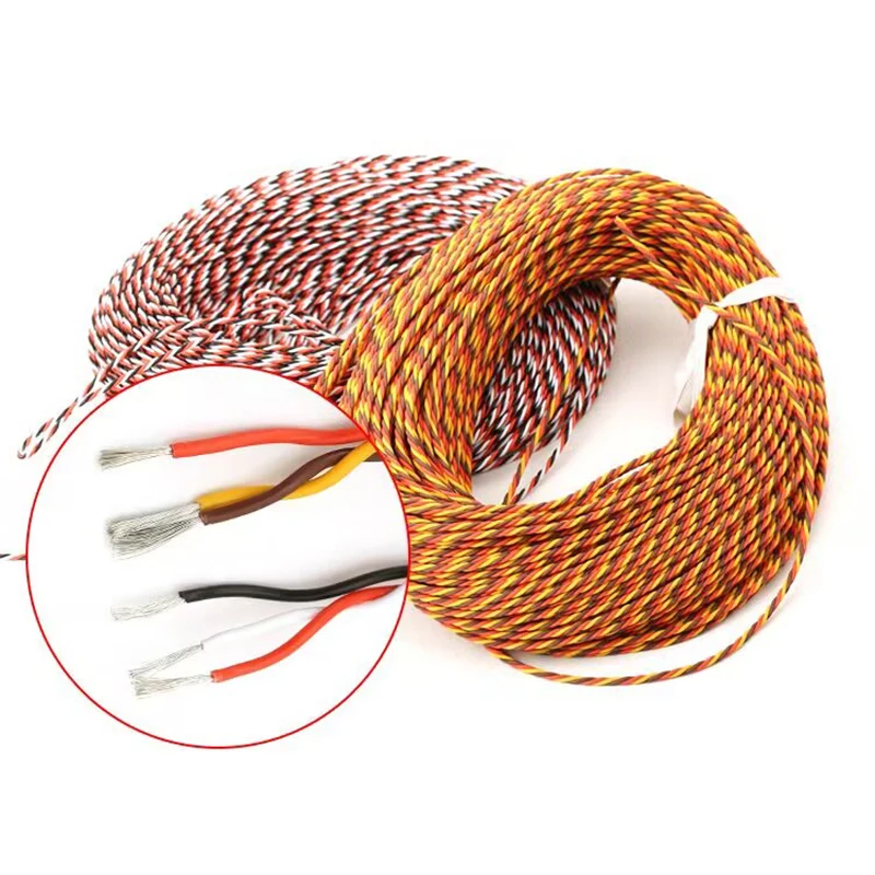 5M 16feet 20AWG 100 Core/0.08TS OD1.7 3 ways Twist Servo Extension Cable JR Futaba Twisted Wire Lead For RC Airplane Accessories