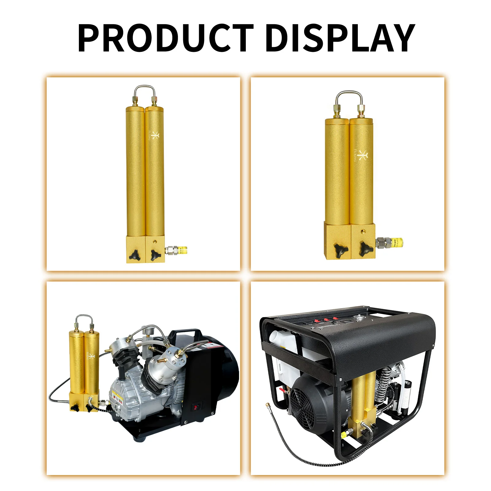 TUXING 4500Psi Air Compressor Filter Oil-water Filter Separator Double Filter with Safety Valves Activated Carbon Hybrid Filter