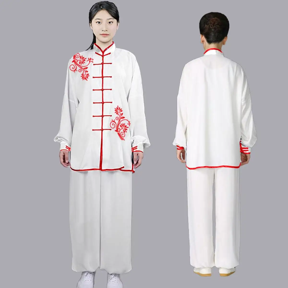 Traditional Embroidery Tai Chi Clothing Men Women Match Practice Kung Fu Uniform Middle-aged Elderly Exercise Outfit Stage Suit