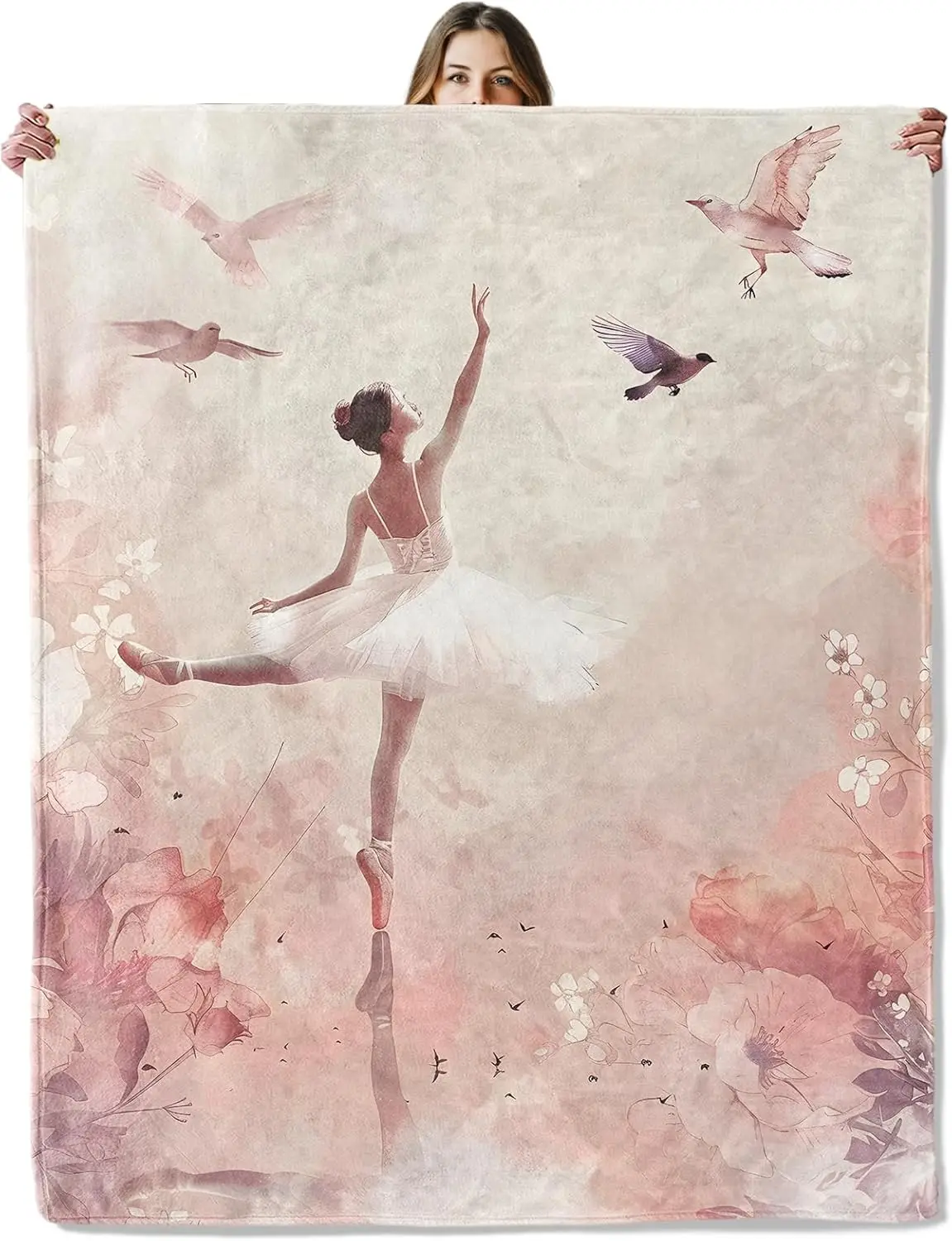 

Ballet Dancer Throw Blanket for Girls Boys Kids Adults, 50x60 in, Cozy Flannel Blanket for Bedroom, Camping, Couch, Room Decor,