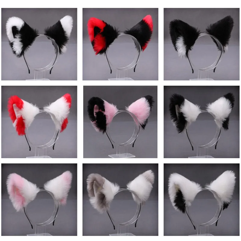 Cute Animal Cat Fox Ear Hair Hoops Hairband per donna uomo Party Cosplay Fur Hairband Halloween Anime Headwear accessori per capelli