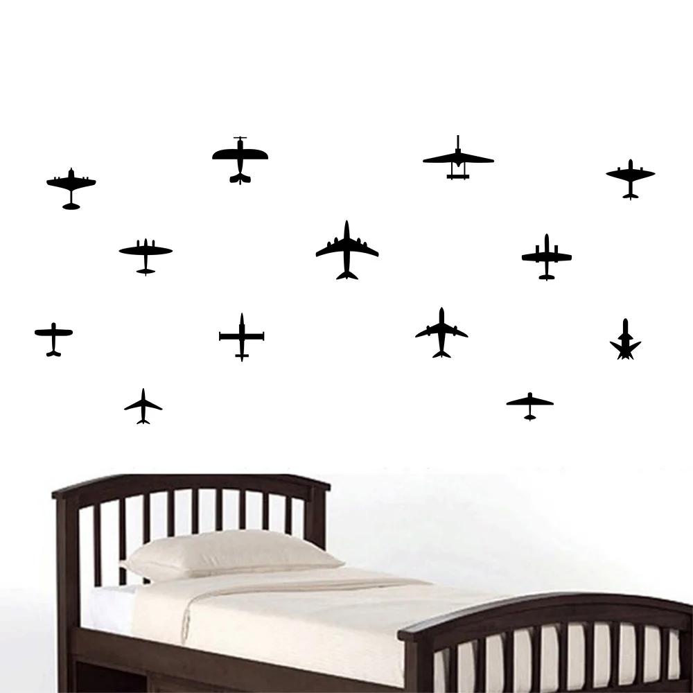 13pcs DIY Airplane Wall Decals Airplane Vinyls Wall Sticker Boys Kids Room Decor Children Nursery Wall Art Home Decoration