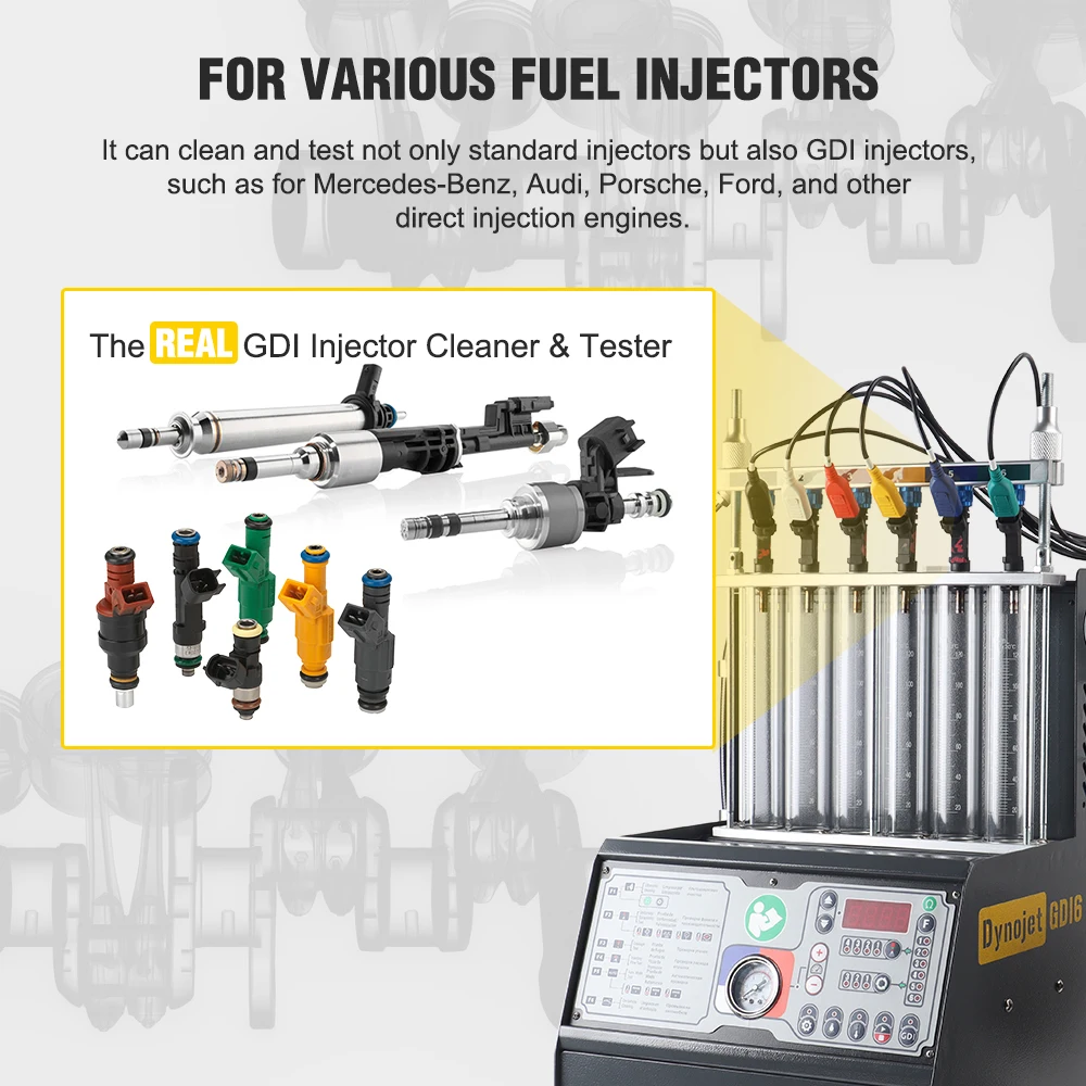 Intelligent Car GDI Fuel Injector Cleaner & Tester Cleaning Machine Ultrasonic Cleaner 6-Cylinders 110V 220V - Dynojet GDI6