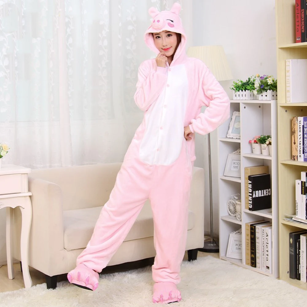 Adults Onesie Pajamas Unisex Animal One-Piece Cartoon Costume Pig Cat Panda Cosplay Homewear Sleepwear Partywear For Men Women