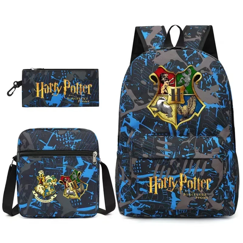 3Pcs/set Anime Harries Backpack for Teen Boy Girl Back To School Backpack Potters Student Schoolbag Men Women Leisure Travel Bag