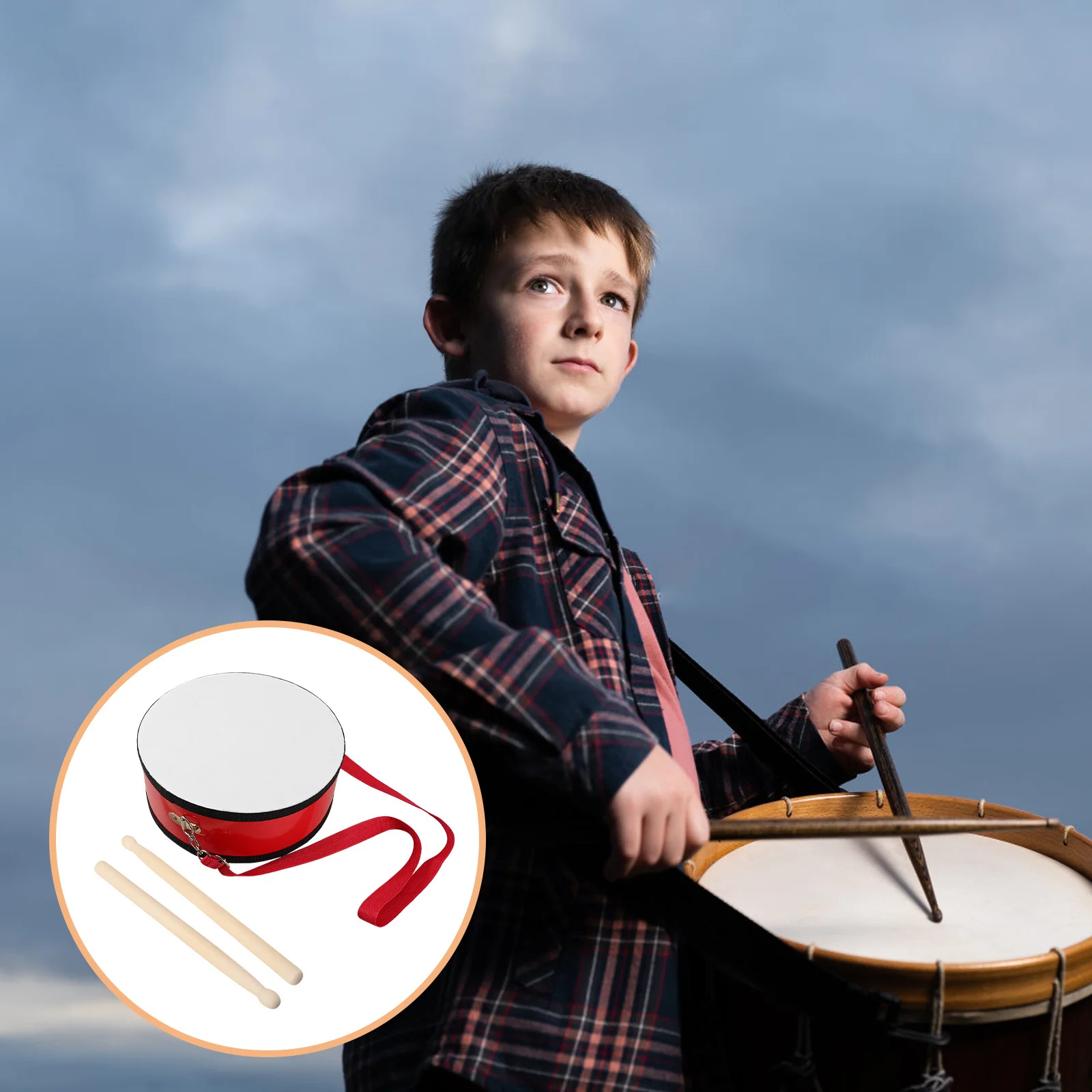 

1Set Red Marching Snare Drum 10 Inch for Performances Enhances Musical Interest Teamwork Wearable Handheld