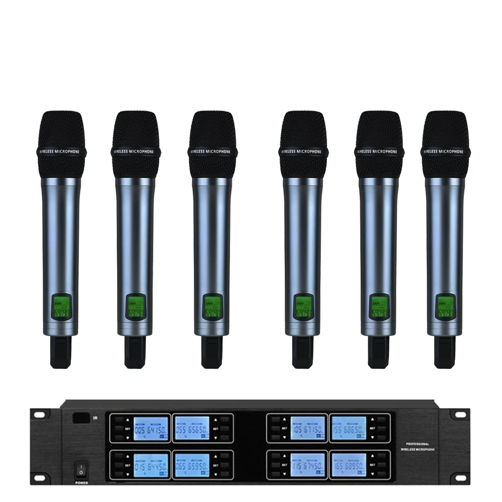 Professional G4 Handheld 8 Cardioid Dynamic Vocal Hand Wireless Microphone System 8pcs G4 Stage 8 Channel Adjustable Frequency